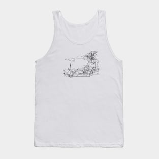 Helicopter Vintage Patent Hand Drawing Tank Top